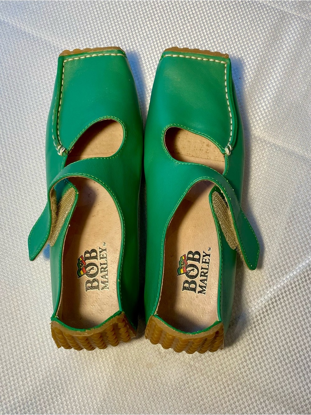 Bob Marley Green Leather Mary Jane Statement Shoes for Men size 5